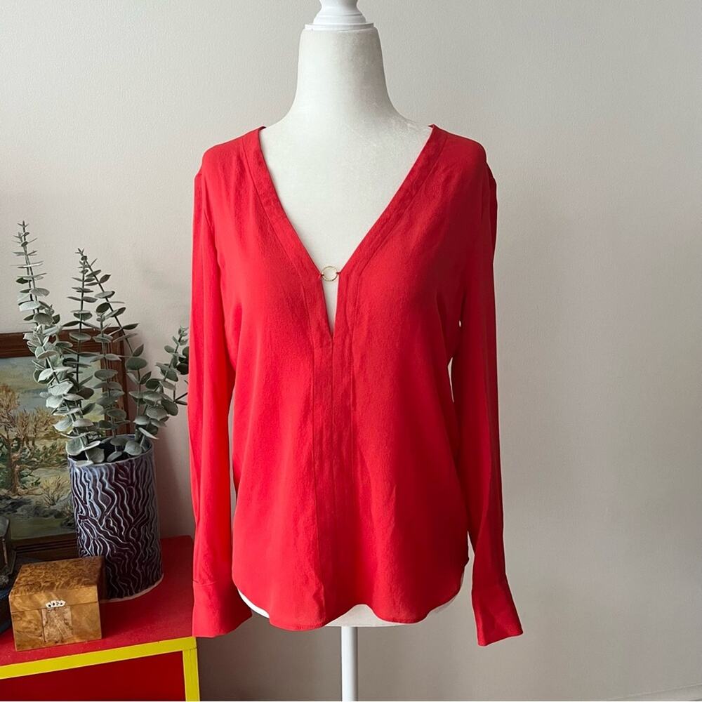 ALC Red Silk Cutout-Back Blouse